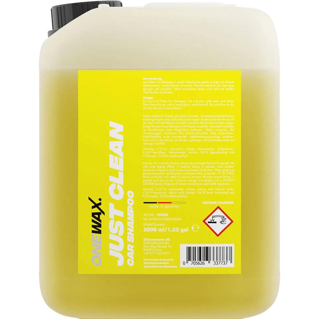 Der 5 Liter Behälter des OneWax Just Clean Car Shampoo Autoshampoo