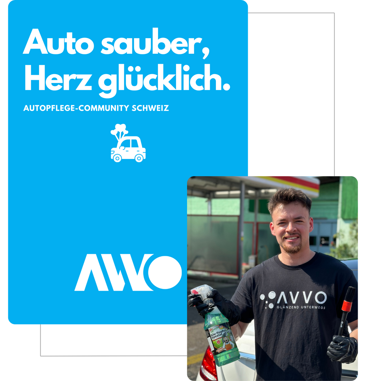 AVVO-Beitrag „Auto sauber, Herz glücklich“ mit Laslo an der Waschanlage