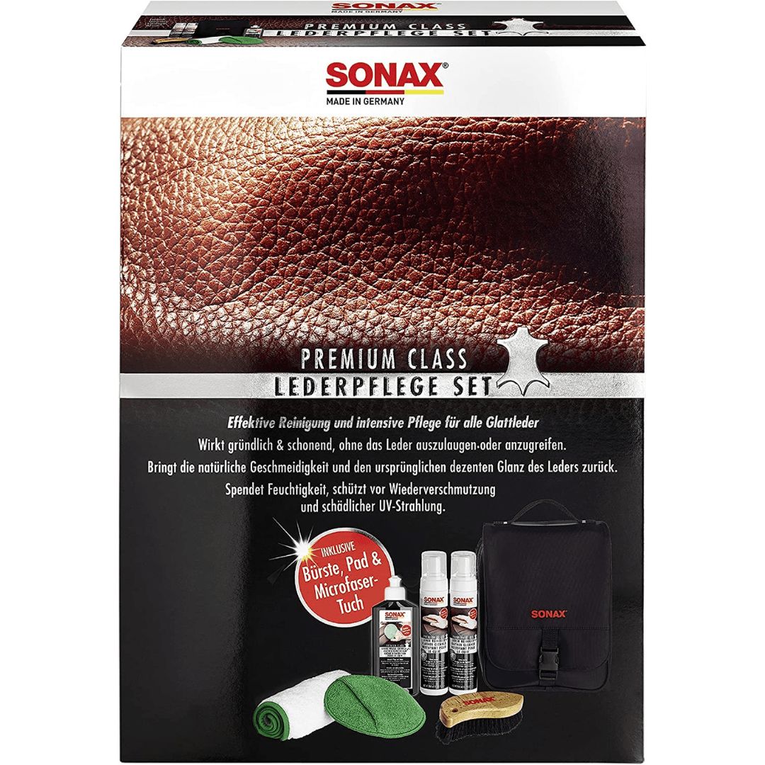 Die Verpackung des Sonax Premium Class Lederpflege Set