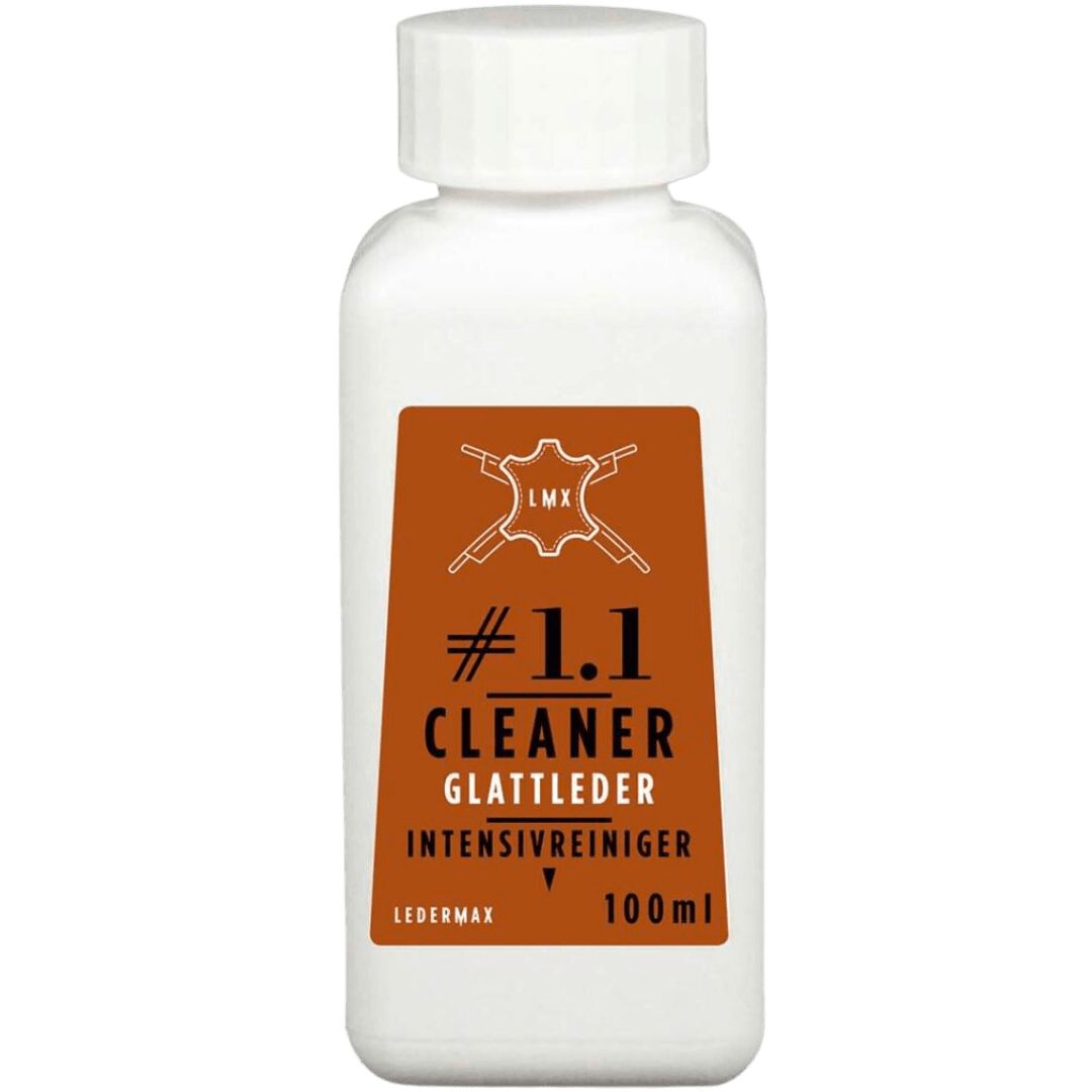 Die 100 Milliliter Flasche des Ledermax Cleaner 1.1 Lederreiniger