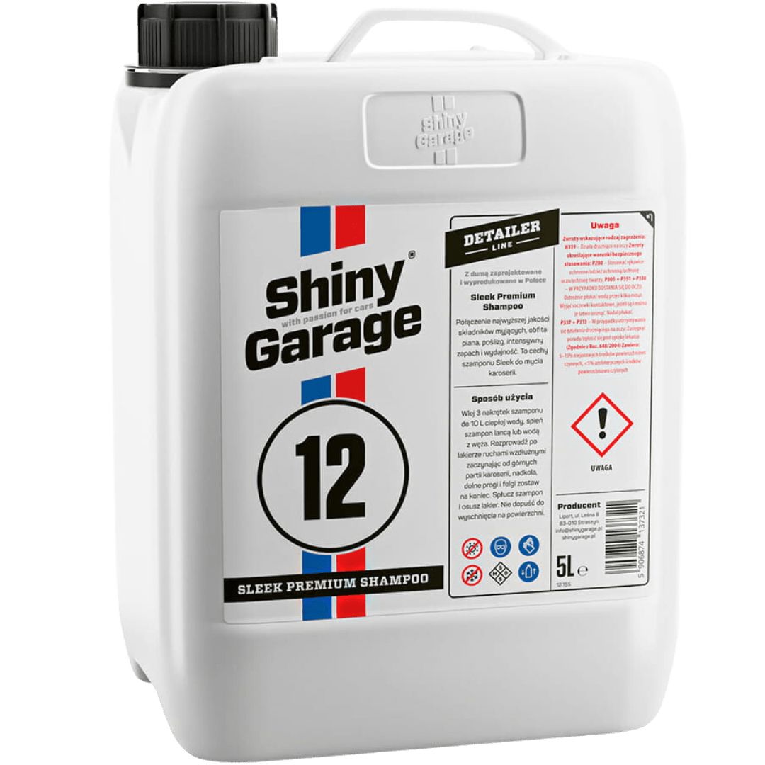 Der 5 Liter Behälter des Shiny Garage Sleek Premium Shampoo