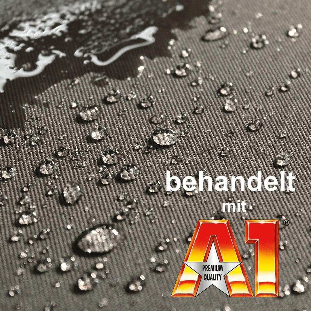 Wasserperlen auf einem Cabriodach behandelt mit Dr. Wack A1 Cabrio Verdeckimprägnierer