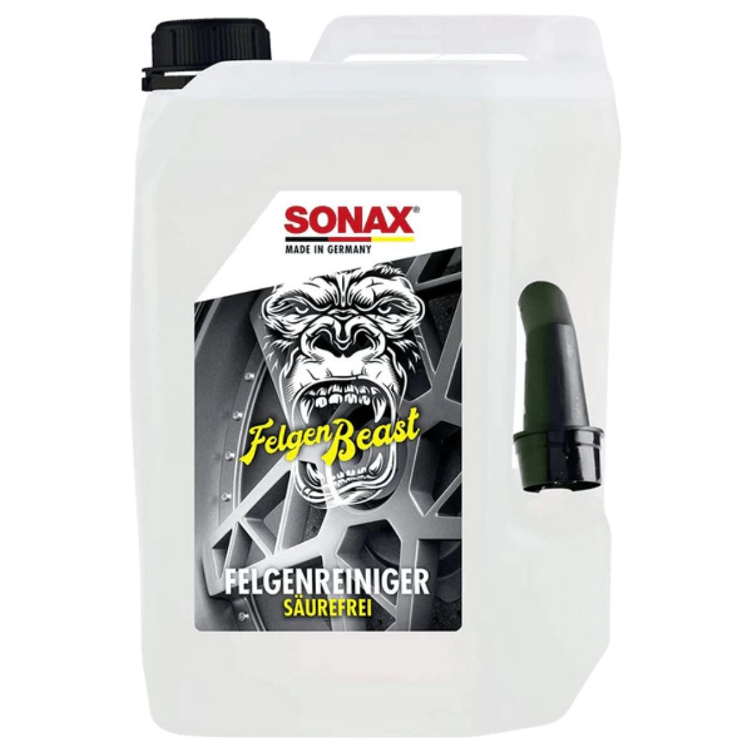 Der 5 Liter Behälter des Sonax FelgenBeast Felgenreiniger