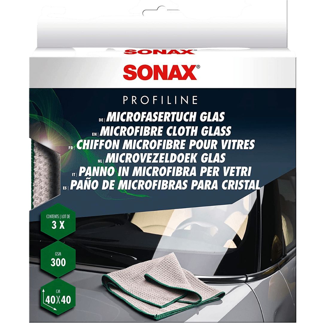 Die Verpackung der Sonax Microfasertuch Glas Glastücher