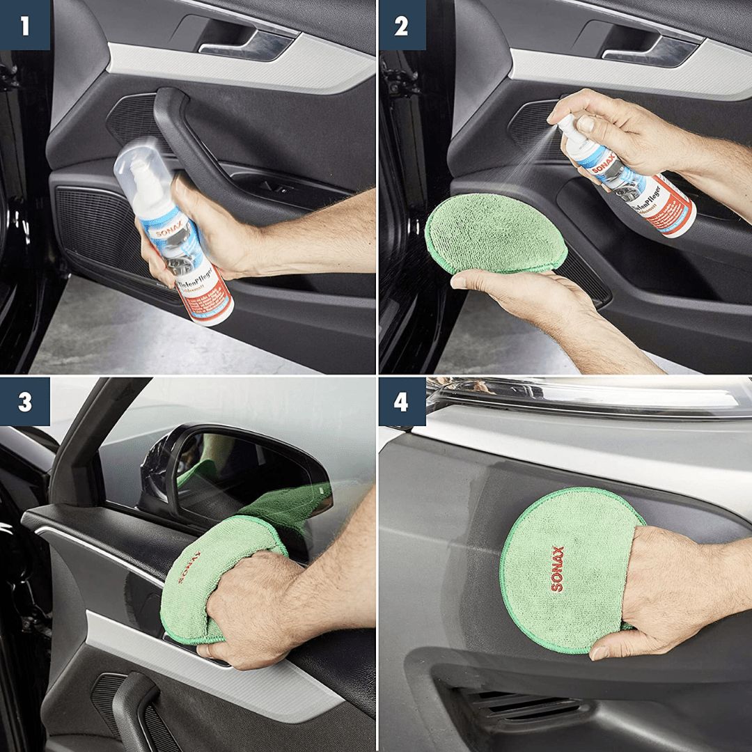 Eine Anleitung zum Gebrauch der Sonax Tiefenpfleger Seidenmatt Kunststoff & Gummipflege