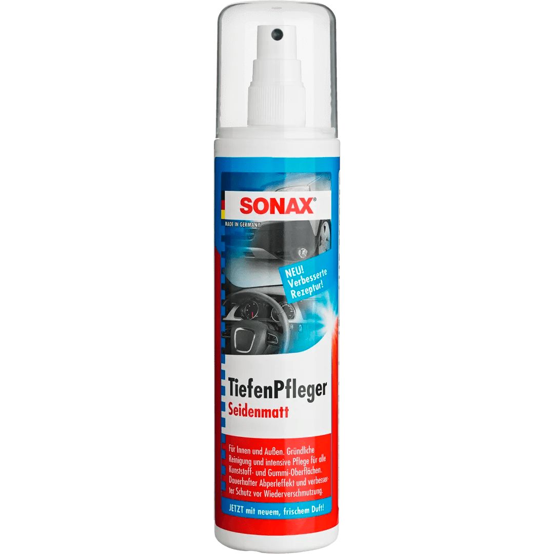 Die 300 Milliliter Sprühdose der Sonax Tiefenpfleger Seidenmatt Kunststoff & Gummipflege