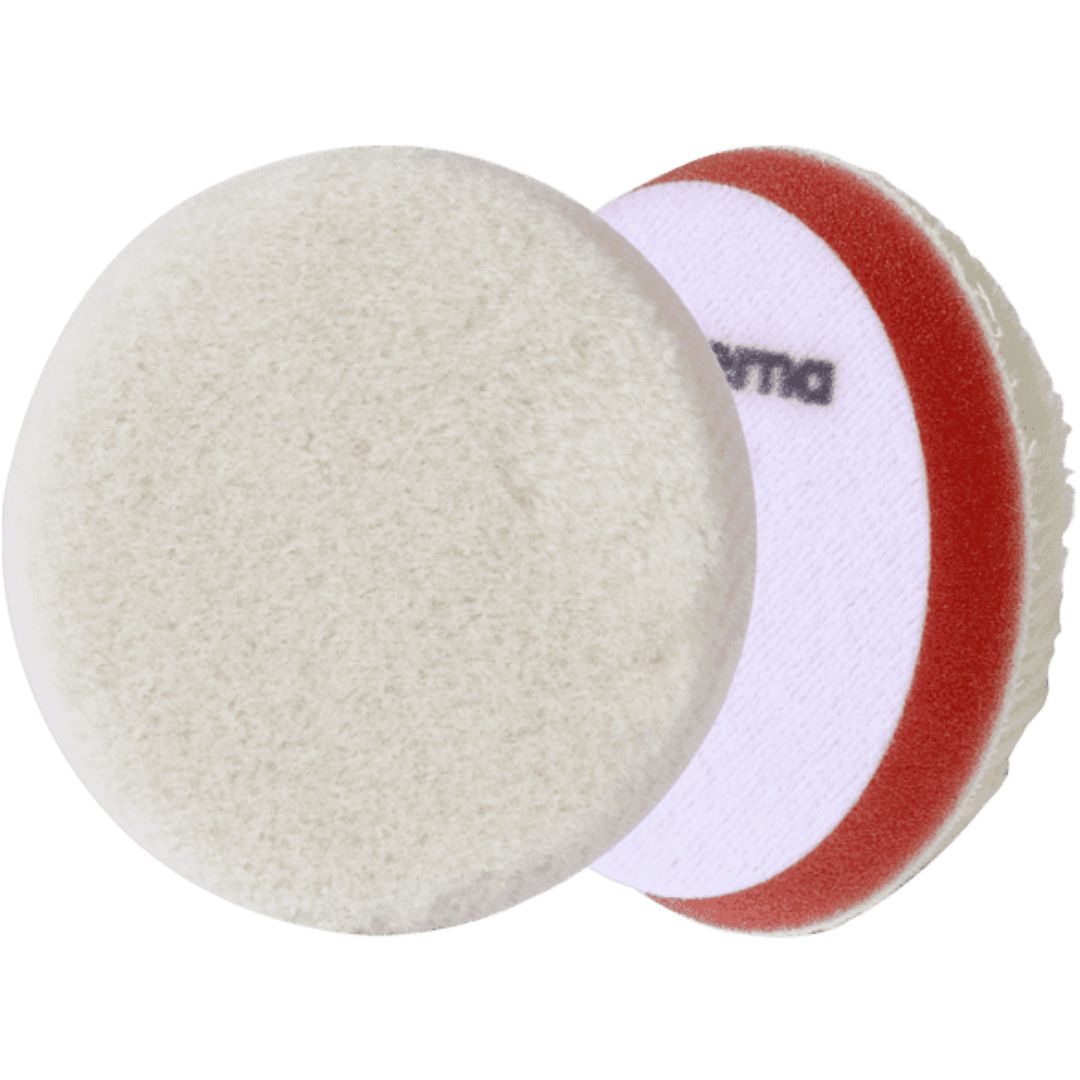 Das Menzerna Orbital Wool Pad 90 Millimeter Polierpad von hinten