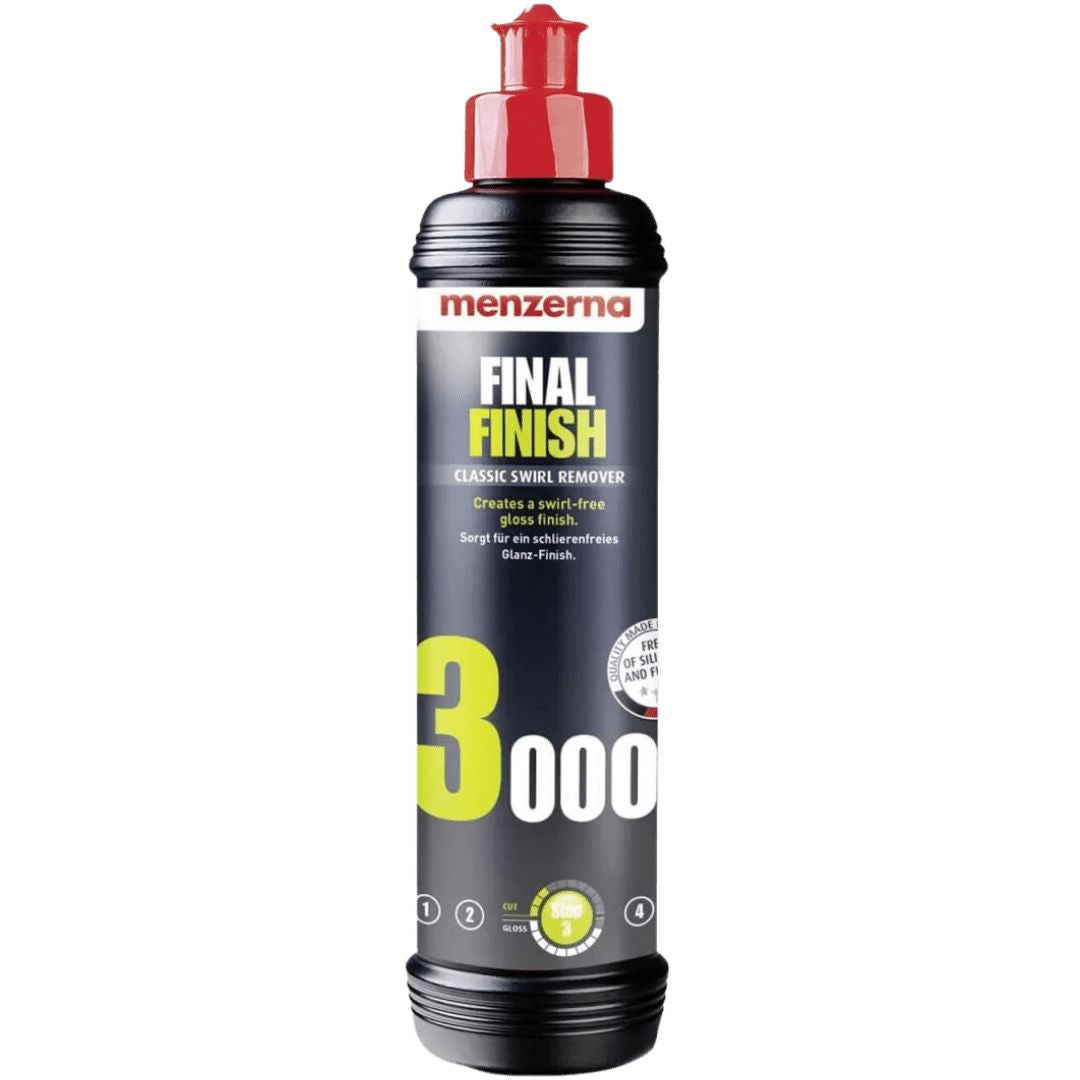 Die 250 Milliliter Flasche der Menzerna Final Finish 3000 Politur