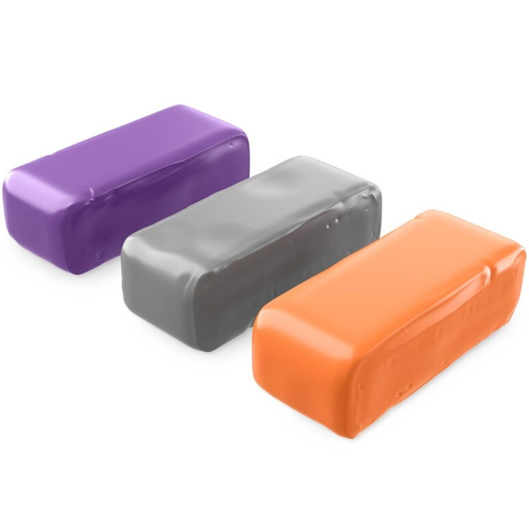 Die ADBL Clay Bar Rainbow Reinigungsknete in violett, grau und orange