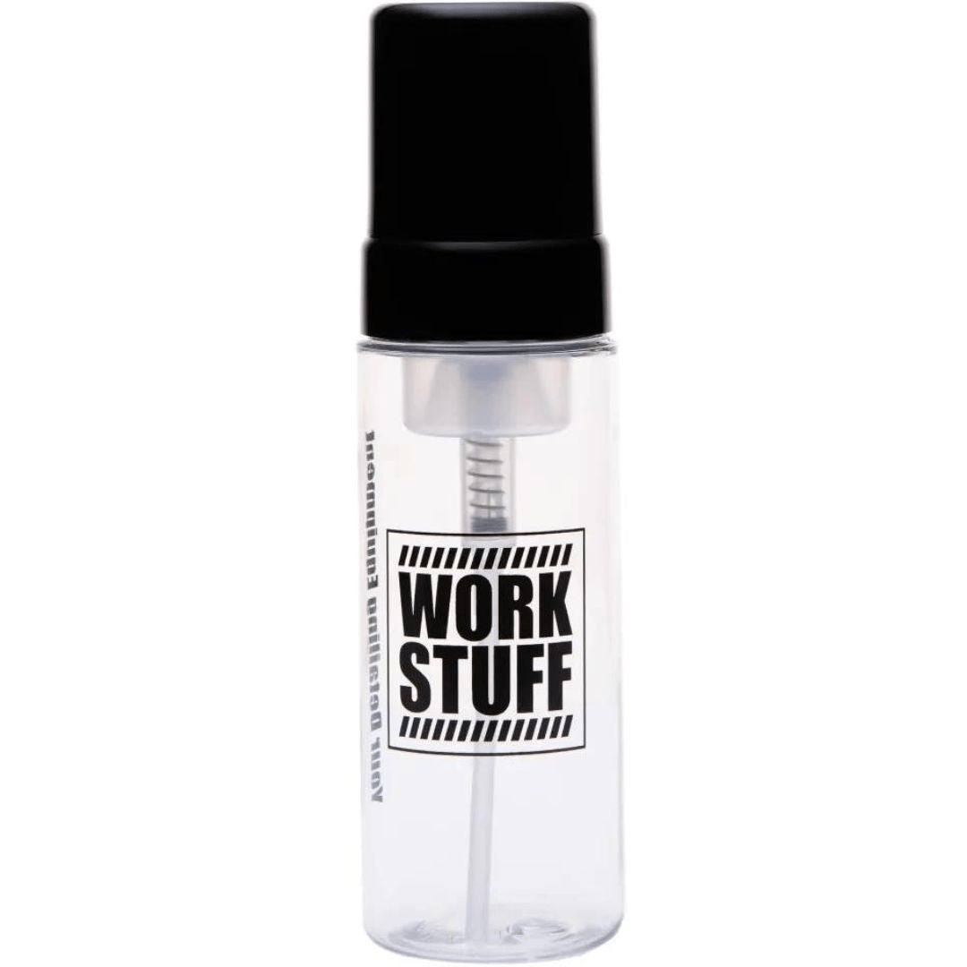 Die Work Stuff Foam Bottle 150 Milliliter von vorne mit Logo