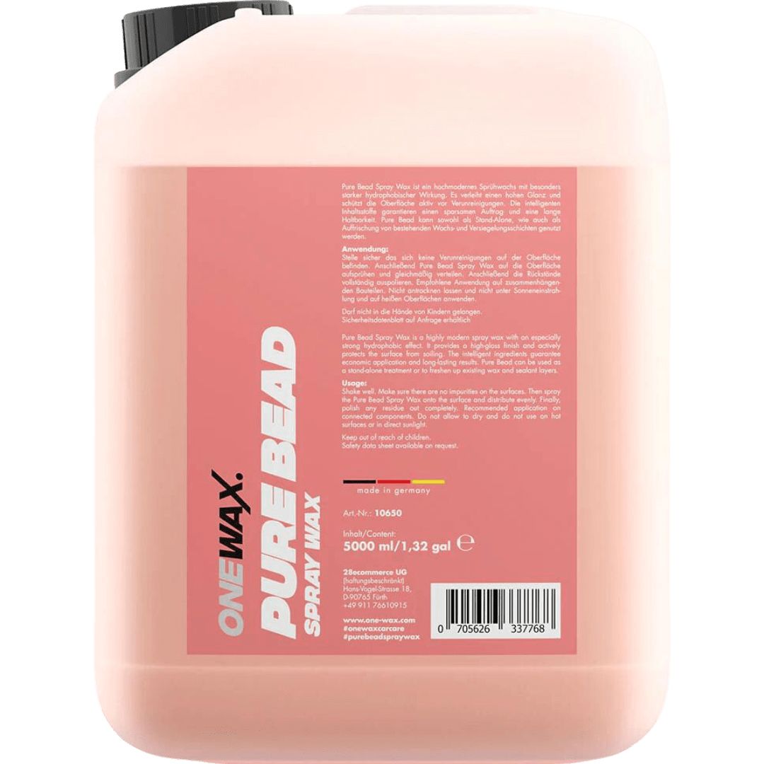 Der 5 Liter Behälter der OneWax Pure Bead Spray Wax Sprühversiegelung