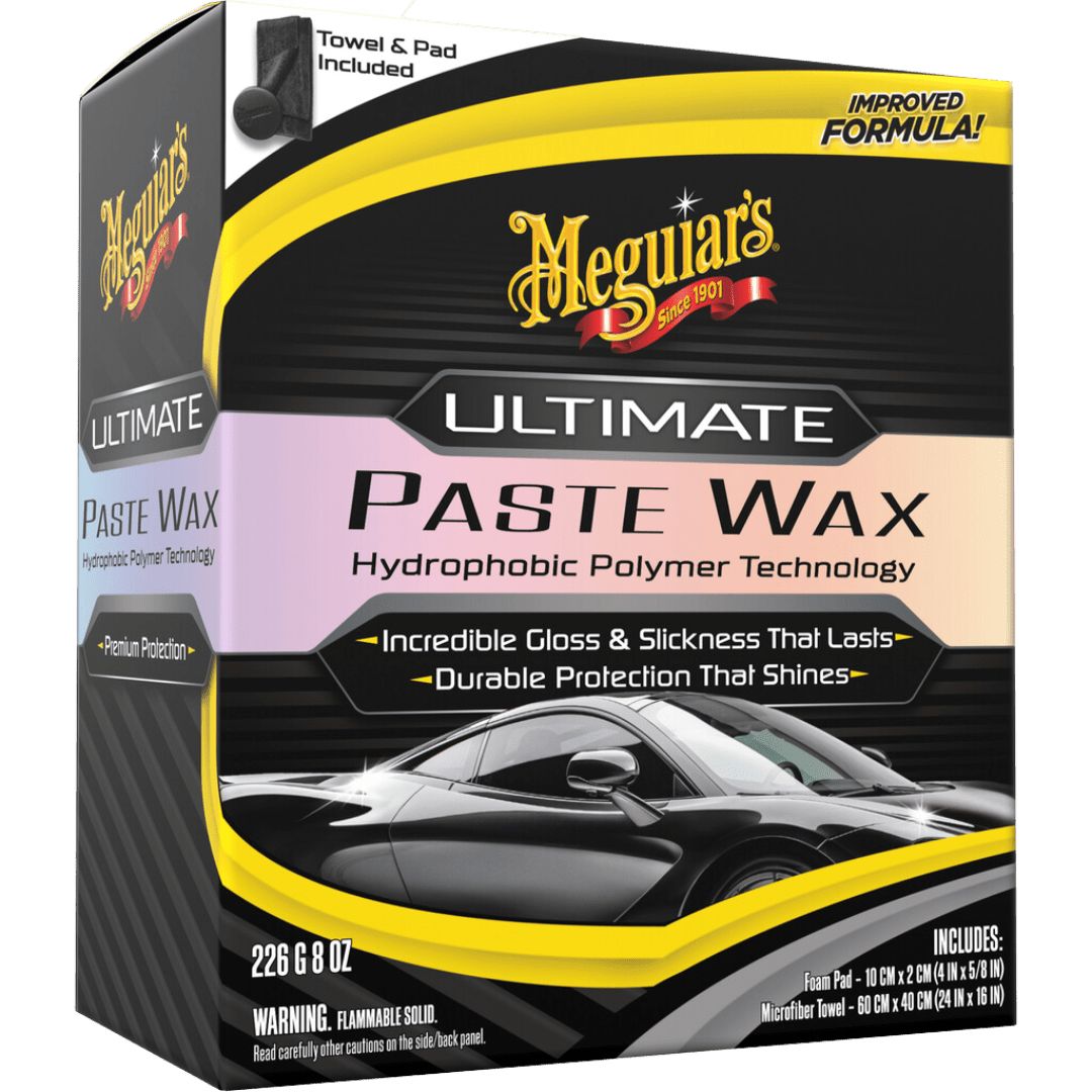Die Verpackung der 226 Gramm Dose der Meguiars Ultimate Paste Wax Wachsversiegelung