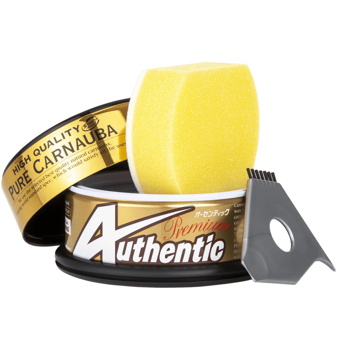 Offene Dose Soft99 Authentic Premium Wachsversiegelung mit Applikatorschwamm und Pinsel