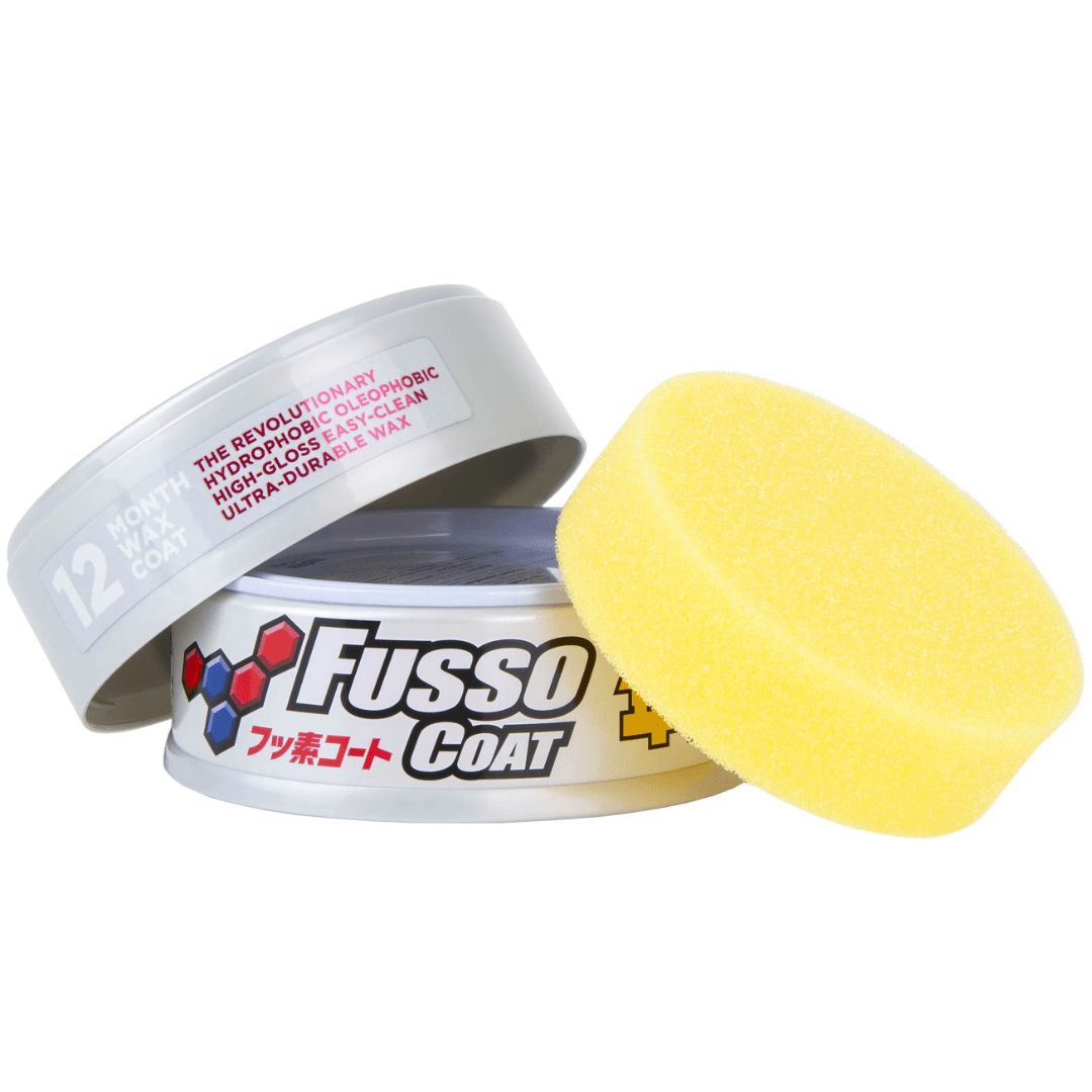 Offene Soft99 Fusso Coat 12 Month Wax Light Wachsversiegelung mit Schwamm