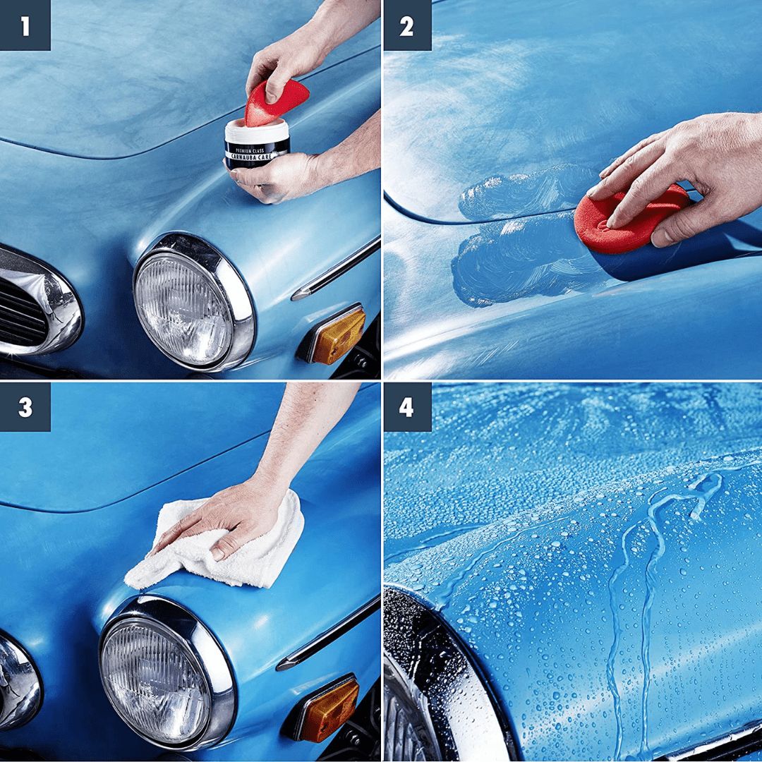 Eine Anleitung zum Gebrauch der Sonax Premium Class CarnaubaCare Pflegeset Wachsversiegelung