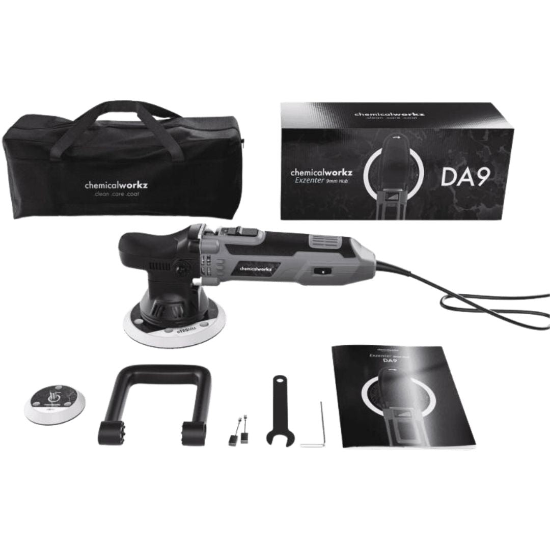 Alle Einzelteile der ChemicalWorkz DA9 Exzenter Poliermaschine