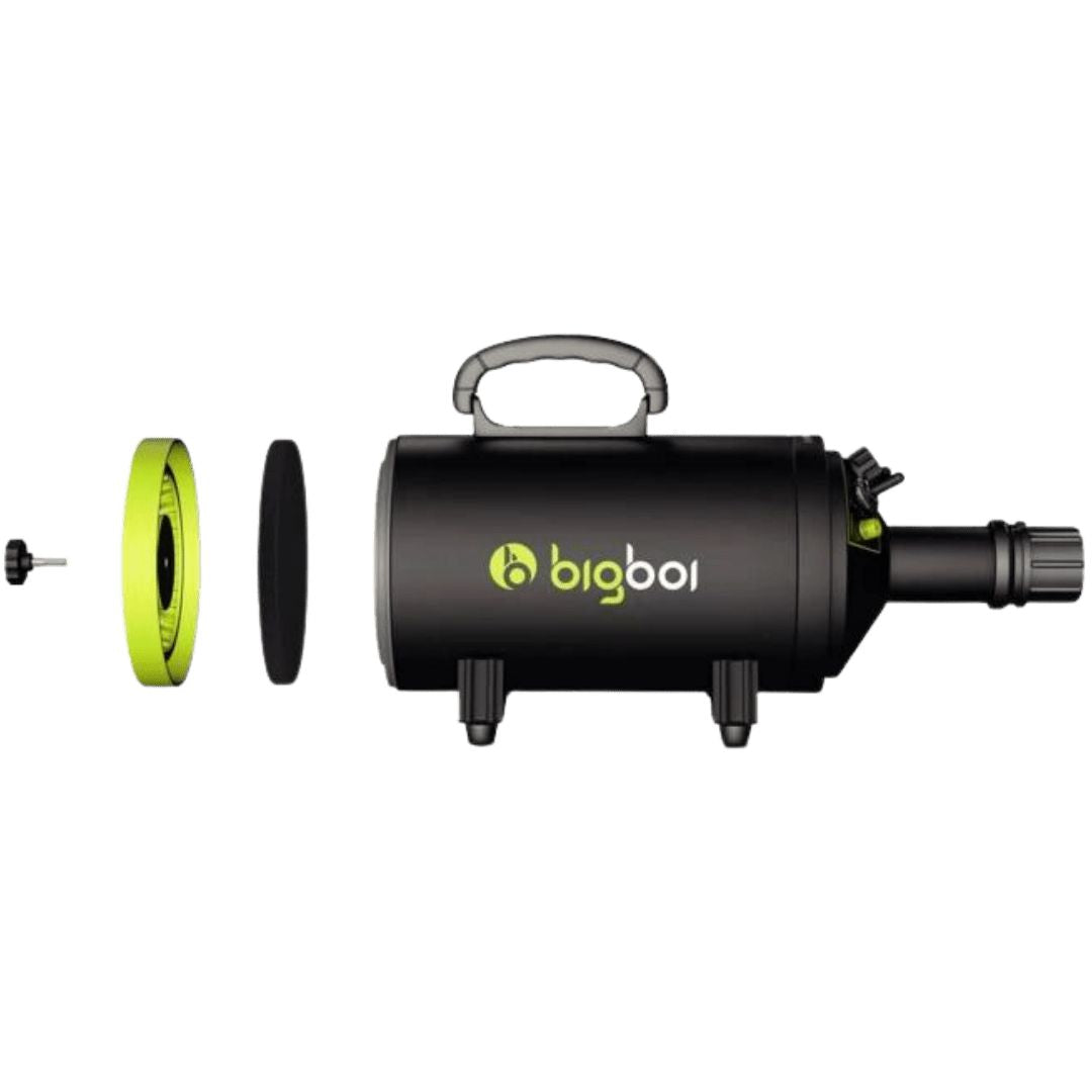 Die Einzelteile des BigBoi BlowR MINI Lacktrockner