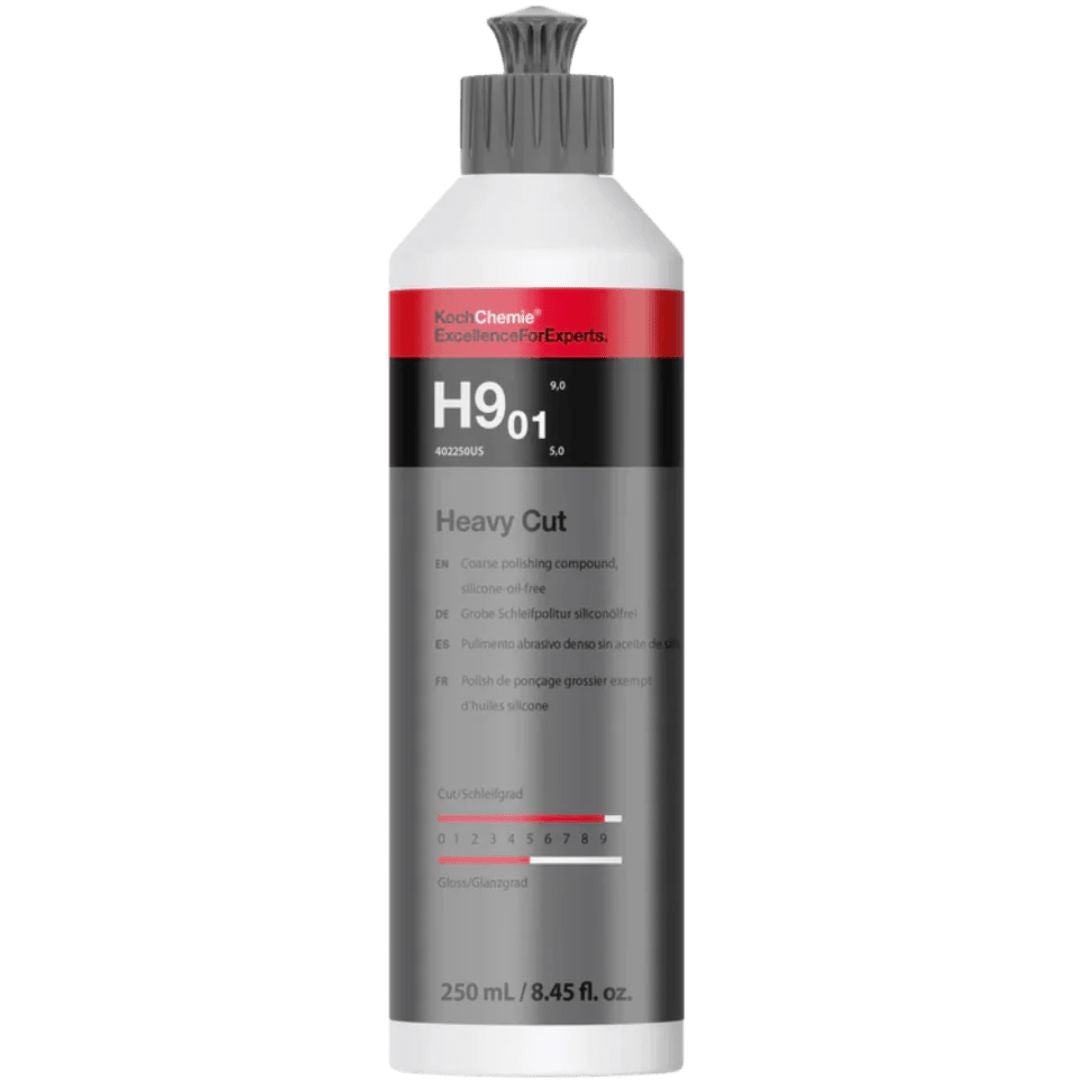 Die 250 Milliliter Flasche der Koch Chemie Heavy Cut H9.02 Politur