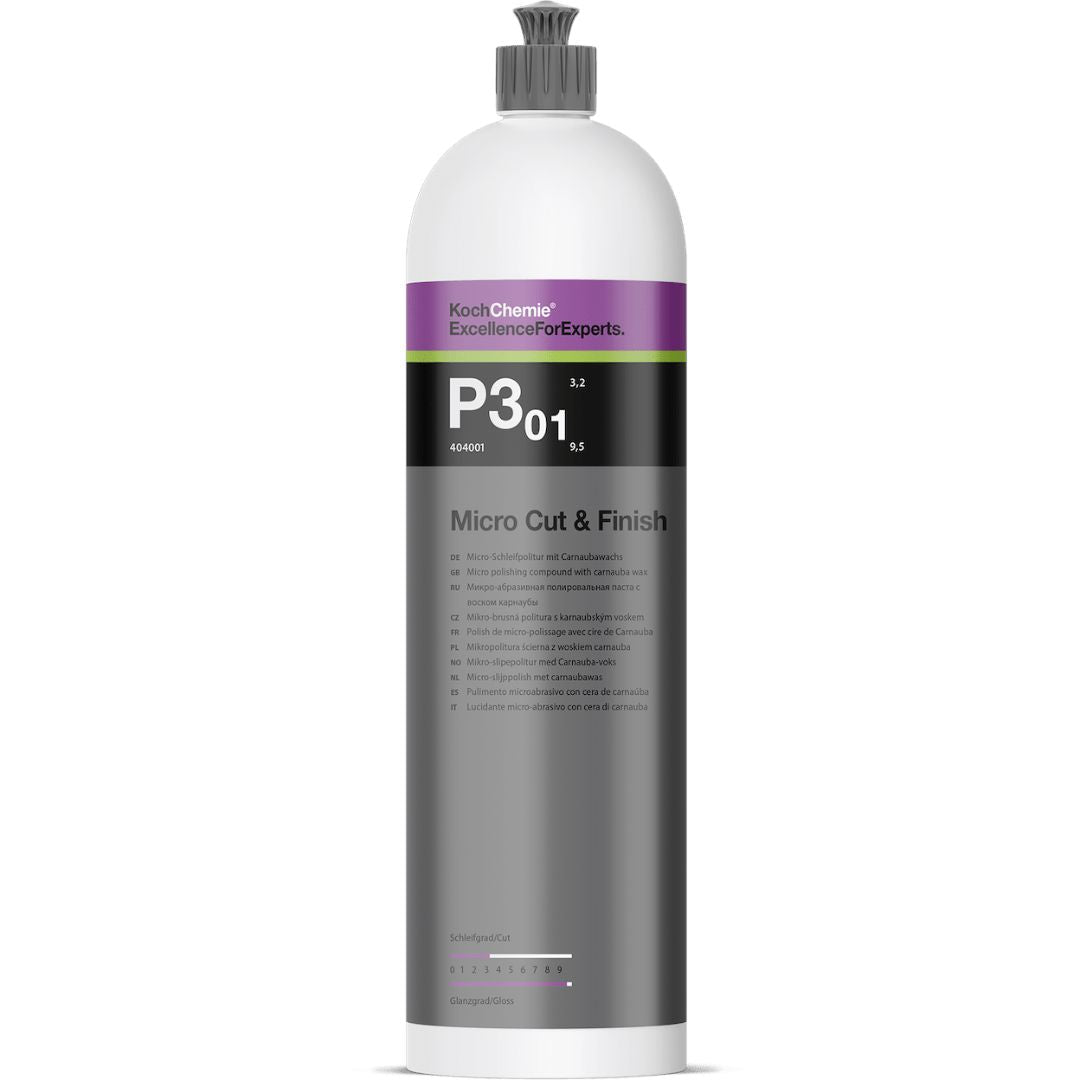 Die 1 Liter Flasche der Koch Chemie Micro Cut & Finish P3.01 Politur